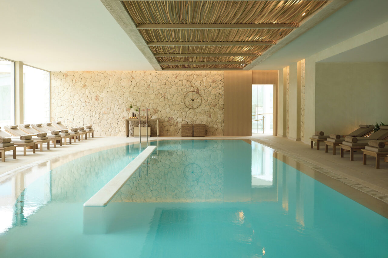 Indoor peaceful spa area